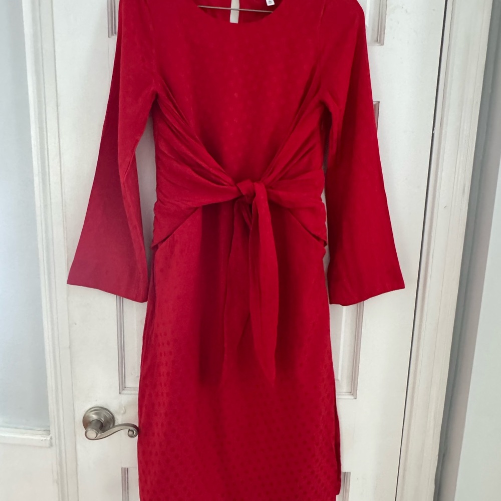 & Other Stories Red Polka Dot Tie Waist Dress Paris Atelier Dare Night Midi US 4